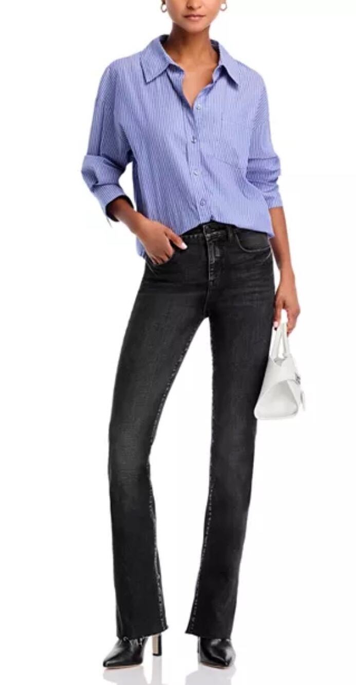 L'Agence Jeans Ruth Charcoal High Rise Full Length Slim Straight Leg size 27